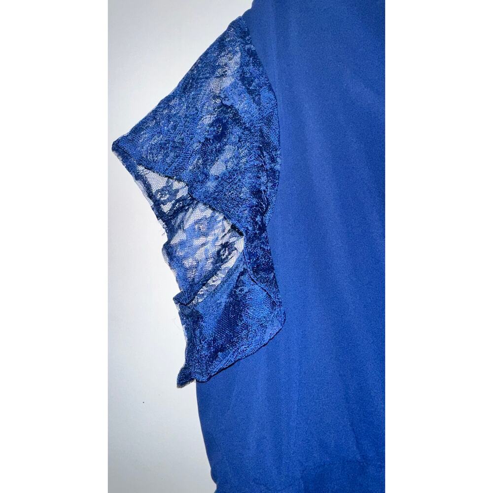 BloomChic Plus Size 1X/14-16 Blue Lace Mesh Maxi Dress Flutter Sleeve NWT - Picture 5 of 8